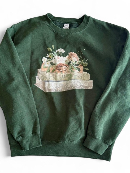 Gildan Tops - Floral Classic Book Graphic Crewneck Sweatshirt Size Small